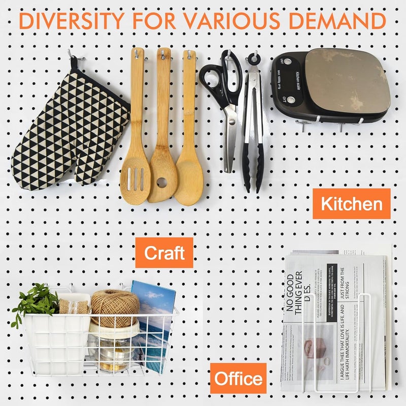 G.CORE Pegboard Basket Organizers, Peg Board Large Baskets Hooks Bins Cups Tool Organizer 42 Pack Set, Wall Storage Display Hanging Accessories for Craft Office Stadio Shed Garage Organization (White & Pink) - Image 4